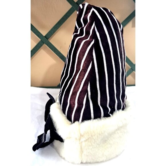 Disney Nightmare Before Christmas Jack Skellington Black White Stripe Santa Hat - Picture 4 of 8